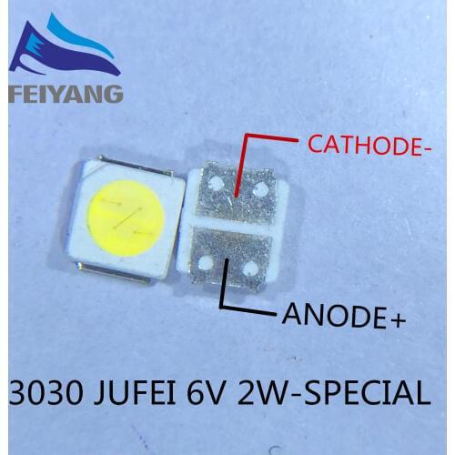 50pcs 3030 Backlight High Power LED Dual Chip 6V JUFEI AOT Cool White PT30A66 TV Dedicated Cool White PT30A66 TV Surface Mount