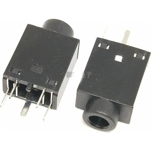 50PCS/Lot PJ-358 PJ358 3.5MM Audio Female Stereo Socket/Jack Connector Black 5Pin Vertical-Type