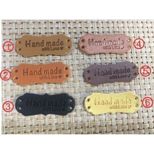 50 pcs hand made PU leather Labels 40 mm* 15 mm /leather label /handmade with love label /pu label