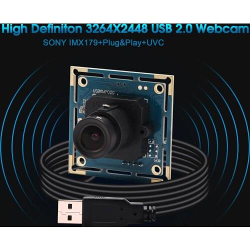8MP 3264X2448 SONY IMX179 Webcam 12mm lens MJPEG YUY2 Mini CCTV USB Board Android Linux UVC USB Security Camera Module