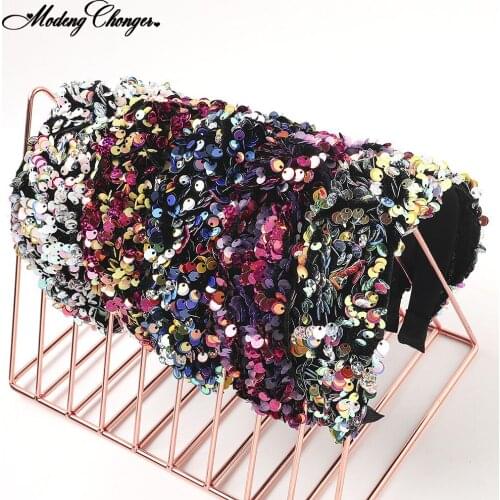 Hair Accessories Wide Shiny Fish Scale Sequins Hairbands For Woman Braided Headband Hair Hoop Fashion Hair Bands Bezel Headdress