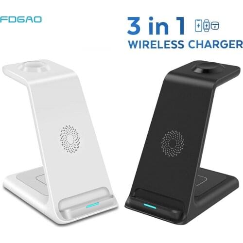 15W 3 in 1 Qi Wireless Charger Stand For iPhone 12 11 XS XR X 8 Induction Fast Charging For Apple Watch 6 5 4 3 2 Airpods Pro