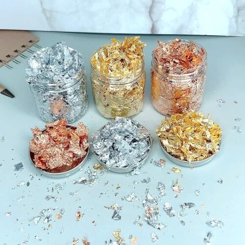 3g Gold Leaf Flakes Sheets Sequins Silver Confetti Filling For DIY Epoxy Resin Mold Nail Art Materials Foil Paper Jewelry Making