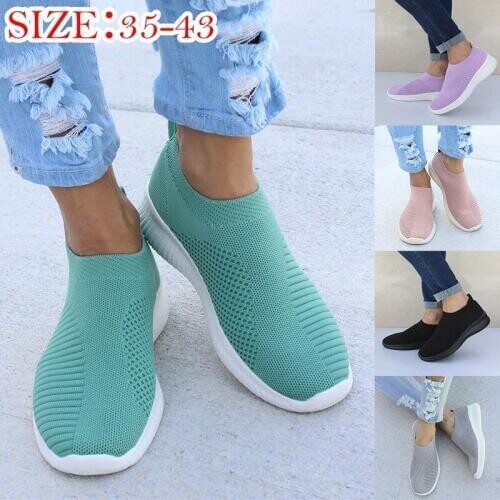 Large Size 35-43 Men Women Fashion Sneakers Socks Shoes Spring Autumn Slip Wear Air Mesh Female Sports Shoes Flat Casual Shoes