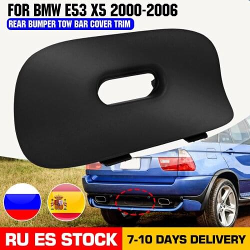 Black Rear Bumper Tow Bar Cover Cap Trim Flap Trailer Hitch Mount with Hole 51128402327 For BMW E53 X5 2000-2006