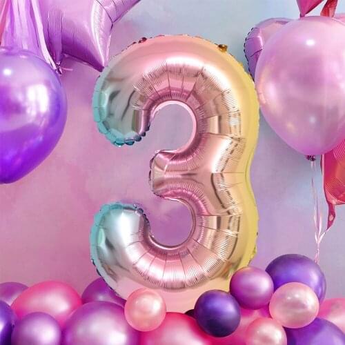 30 40inch Large Rainbow Number Balloons 0-9 Digital Helium Balloons Wedding 1st Birthday Party Decoration Air Globos