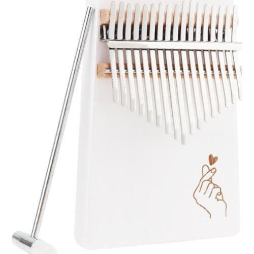 17 Keys Thumb Piano Kalimba White Finger Heart Pattern Solid Single Board Pine Mbira Mini Portable Keyboard Instruments