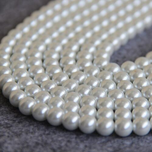 8mm Round White Shell Glass beads DIY loose beads gift for women girls 15inch 2pc/lot Jewelry making design wholesale