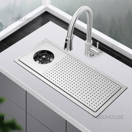 Kitchen Sink 304 Stainless Steel Milk Tea Coffee Shop Wine Bar Automatic High Pressure Commercial Household Kitchen Fixtures
