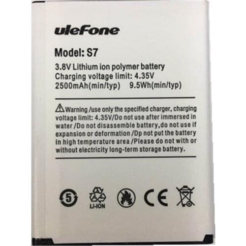 Mobile Phone Ulefone S7 Battery 2500mAh 5.0inch MTK6580 Original Mobile Accessories
