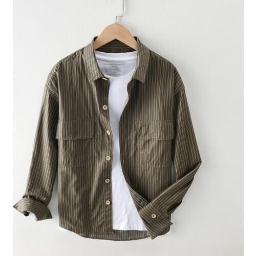 Fashion Mens Long Sleeve Casual Shirt Autumn And Winter Turn-down Collar Classic Young Man Striped Shirts