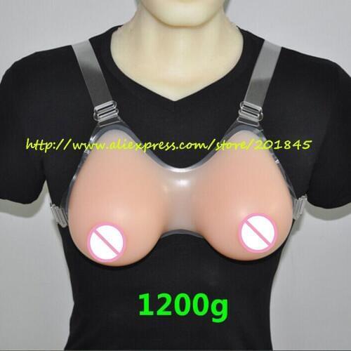 New 1200g/Pair High Quality Silicone Breast Form Fake False Chest Prosthesis Realistic Touch With Strap For Mastectomy