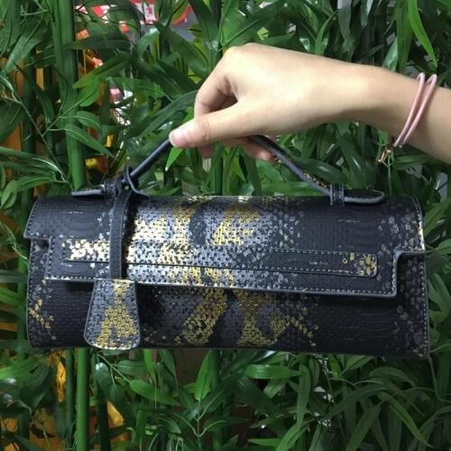 2021 New Luxury Women Python Clutch Tote Bag Snake Patern Quality Leather Shoulder Bags Hot Ins Purse Handbag for Party