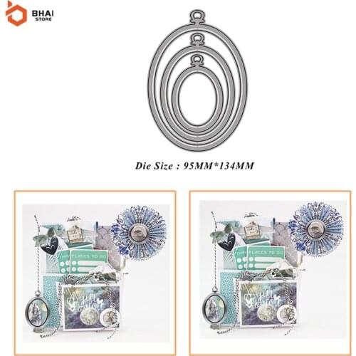 New Design 3Pcs Oval Tag Suit Metal Cutting Dies Cut Decoration Scrapbook Paper Card Embossing Decor Craft 2021