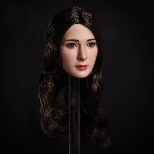 OT001 1/6 Woman Head Carved Asian Beauty Black Long Hair Fit 12'' TBL PH Figure Body
