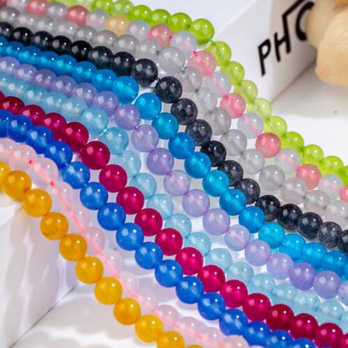 Natural stone transparent chalcedony beads 8mm semi-finished chalcedony beads jewelry making necklace DIY bracelet 39cm