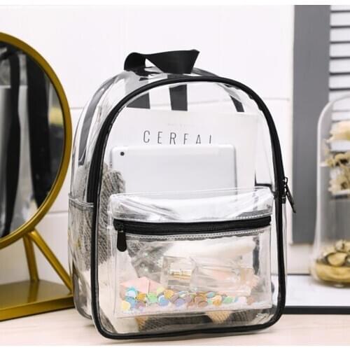 Transparent PVC Bag Organizer Sack Waterproof Backpack Outdoor Clear Shoulder School Backbag Bolso Mochila Mujer