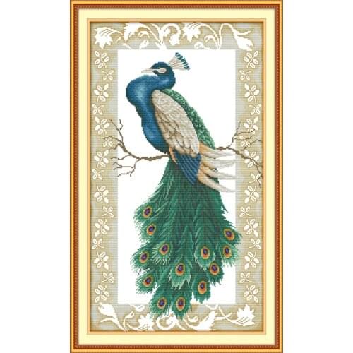 Joy Sunday Peacock on the Branch Designs Pattern Craft Needlepoint Stitches Cross Stitch Kits For Embroidery Needlepoint Set