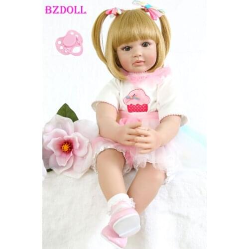 60cm Silicone Reborn Doll Realistic 24inch Vinyl Toddler Princess Girls Babies Toy Fashion Gift Bebe Alive Kids Boneca