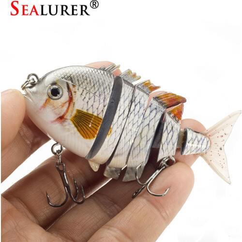 Sealurer Multi Jointed Soft Tail Sinking Hard Bait 8cm13.8g Lifelike Wobblers 6 Segments 1pcs/lot Crankbait Fishing Lure