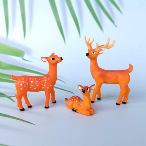 Sika Deer Family Simulation Animal Model Pvc Craft Bonsai Figurine Miniature Fairy Garden Decoration Accessories Home Decor Toy