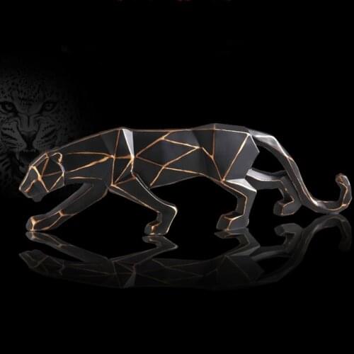 Nordic Black Gold Texture Leopard Crafts Ornaments Geometric Origami Animal Figurine Desktop Decor Home Decor Simple Sculpture