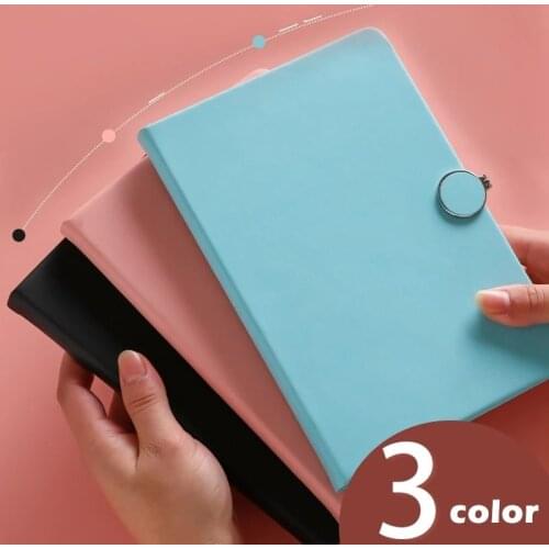 Sweet Color Magnetic Lock Notebook A5 Size 100 Sheets Pink Black Blue Leather Cover Memo Notes Diary Planner
