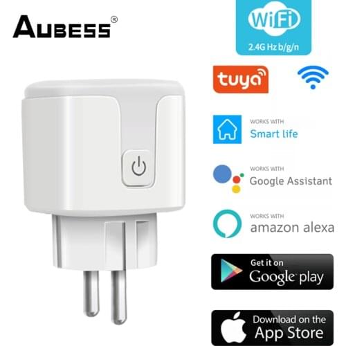 EU Smart Plug Tuya WiFi 16A 100-240V Adapter Wireless Remote Voice Control Power Monitor Timer Socket For Google Home Alexa
