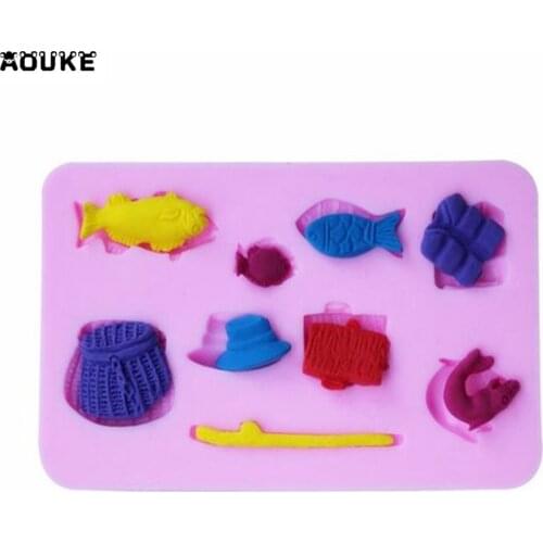 Leisure time many kinds of fishing tools modeling use cake decorating, soap mold, jelly, candy, lace mold by DIY G051