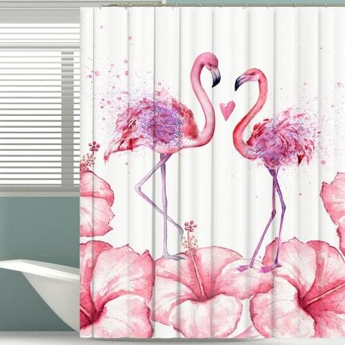 Pink Flamingo Bathroom Decor Running Horse Print Animal Waterproof Shower Curtain Polyester With Hooks Bathtub Curtains
