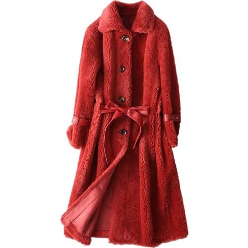 Fur Shearing Real Sheep Autumn Winter Jacket Women 200% Wool Coat Female Korean Pink Jackets Manteau KQN29226 Y2027
