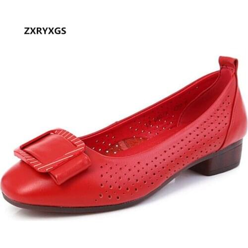 2021 New Summer Genuine Leather Sandals Hole Shoes Breathable Soft Sole Comfort Autumn Single Shoes Women Flats Large Size 43