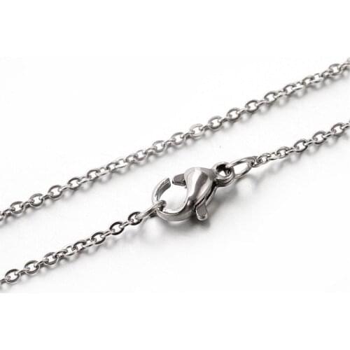 10Strands 304 Stainless Steel 1.5mm Cable Chain Necklaces Stainless Steel Color For Necklace Making, 17.7" 45cm