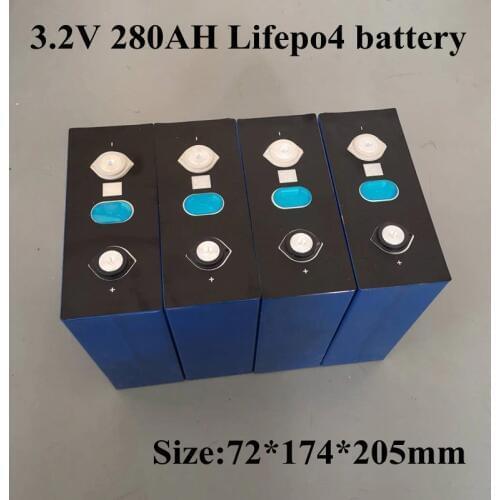2pcs 3.2V 280Ah Lifepo4 Battery 3C Discharge for 12v RV EV Mortorcycl Solar System Lithium Battery Pack Diy