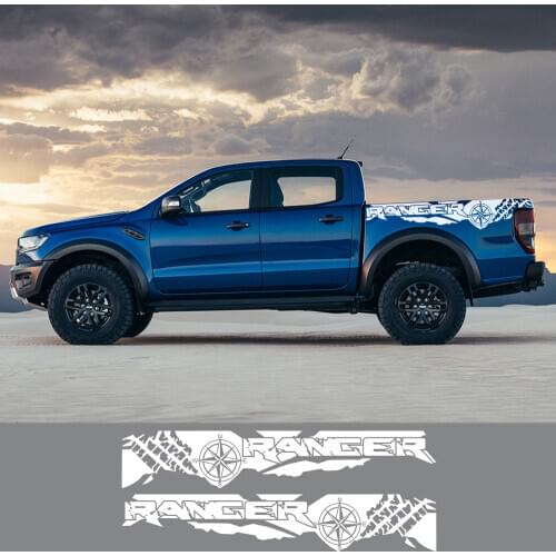 2PCS Off Road Auto Tail Vinyl Graphics Decal For Ford Ranger Raptor Pickup Car Tire Print Compass Adventure Stickers Accessories