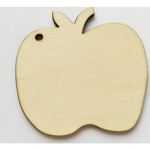 20pcs of 3inch Blank Unfinished Wood Apple Tags With Strings DIY Accessory 1/8inch thickness