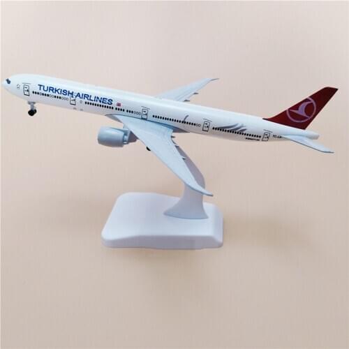 20CM Turkish Airlines Boeing 777 Aircraft Metal model 16CM Plane model Airplane Toys with wheel Collectible gift