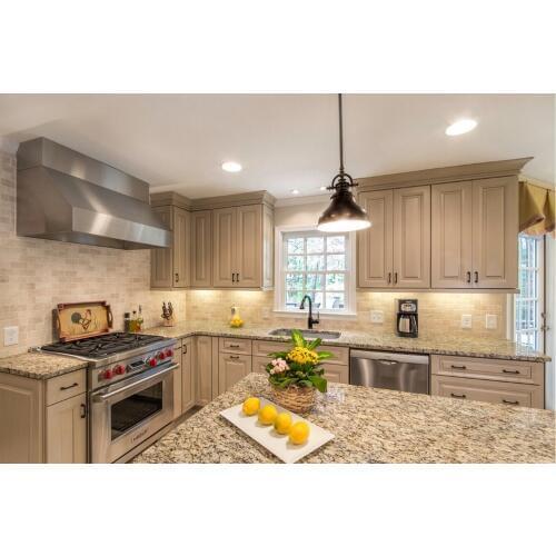 2017 hot sales new design classic custom made solid wood kitchen cabinets flat panel wooden kitchens with island SKC1612027