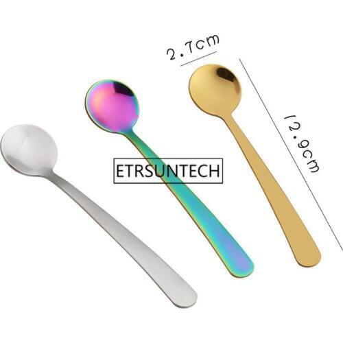 304 Stainless Steel Coffee Spoon Mini Milk Tea Spoon Colorful Seasoning Spoons Dessert Ice Cream Pudding Scoop