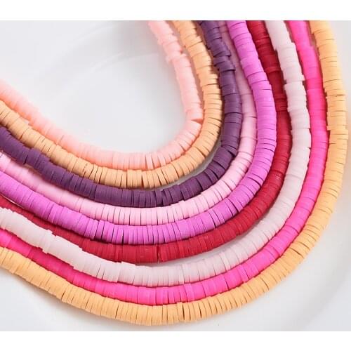 4mm 1-5Pcs/pack Flat Round Polymer Clay Beads Chip Disk Loose Spacer Handmade Beads For DIY Jewelry Making Bracelet Necklace