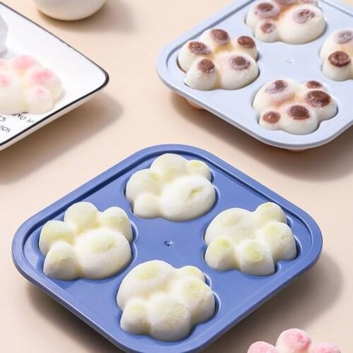 4 Grid Silicone Cat Claws Ice Cream Box Dessert Cubes Mold Home Frozen Refrigerator Ice Hockey With Cover DIY Food Boxes