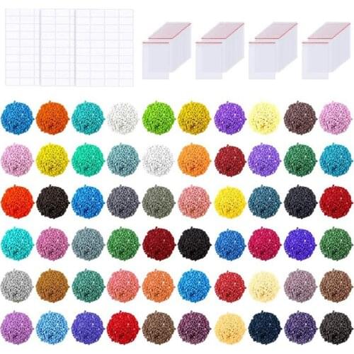 60 Colors Diamond Painting Replacement Square Diamonds with 80 Pieces Self-Seal Bags, 3 Sheets 120 Tags Label Paper