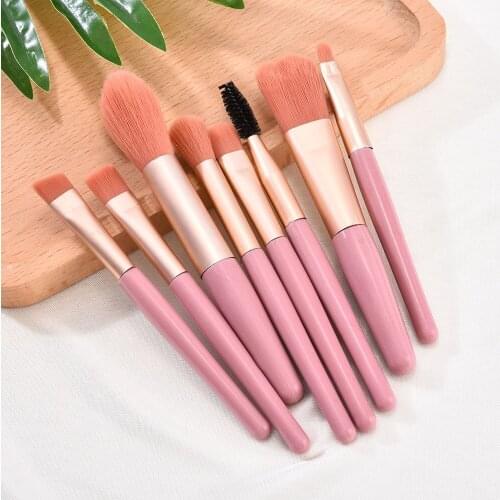 8 Pcs Professional Pastel Color Natural Hair Makeup Brushes Foundation Powder Blush Eyeshadow Eyebrow Blending Brush Set Tools