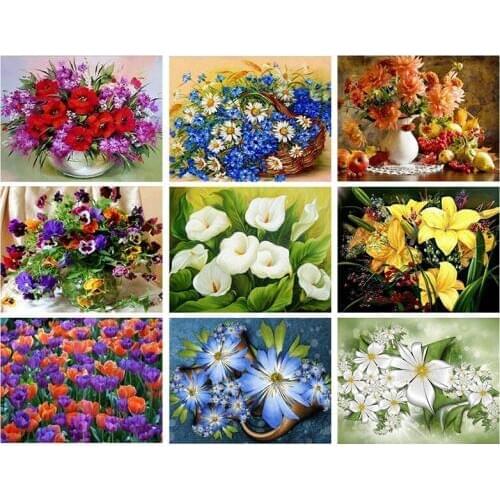 5D Diamond Painting Full Square/Round Drill "blue flowers" Mosaic DIY Diamond Embroidery Gift Warm Home Decor ll495