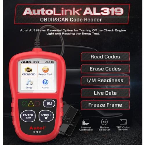 Autel AL319 OBD2 CAN Code Reader Auto Car Diagnostic Tool View Freeze Frame Data OBDII OBD 2 Scanner Automotive PK elm327 ML319