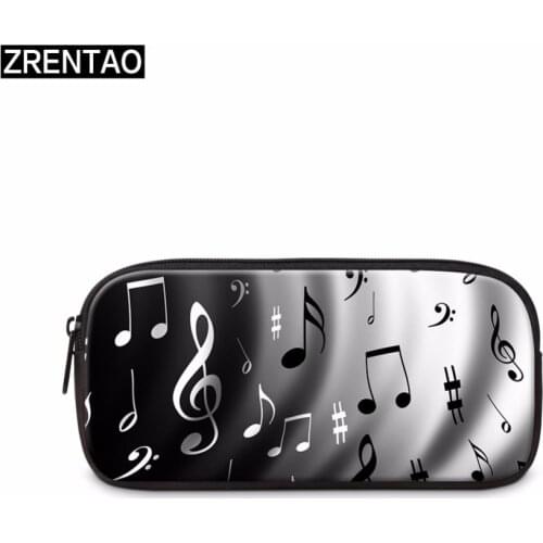 ZRENTAO 3D musical note printed pencil bag pen case makeup bags women simple comestic pouch polyester zipper school supplies