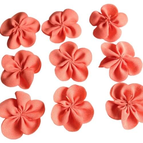 HL 20pcs 40mm Chiffon Ribbon Flowers Double Handmade Apparel Accessories Sewing Appliques DIY Crafts A641