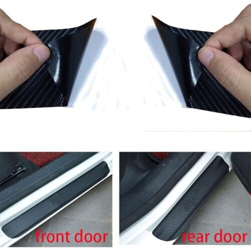 For hyundai solaris 2017 2018 2019 Carbon Fiber Car Door Sill Sticker Auto Door Protection Anti Scratch None Slip Scuff