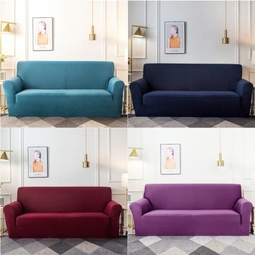Spandex Sofa Slipcovers Stretch Elastic Couch Cover for Living Room Solid Color Anti-slip Washable Furniture Protector Covers