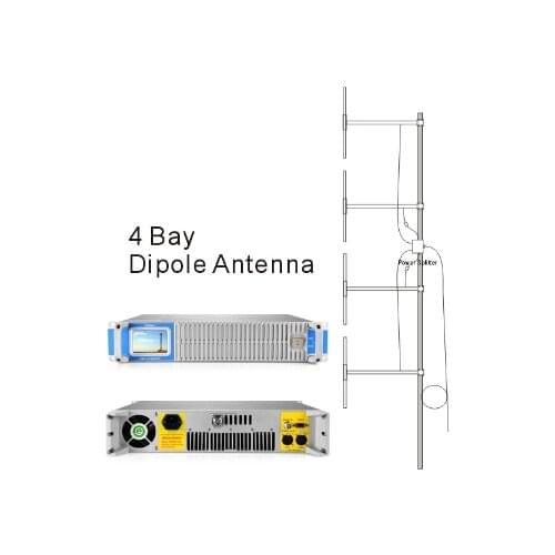 FMUSER 350W 2U FSN-350T Professional FM Broadcast Radio Transmitter 87.5-108 MHz + DP100 1/2 wave two bay dipole antenna + 20 me